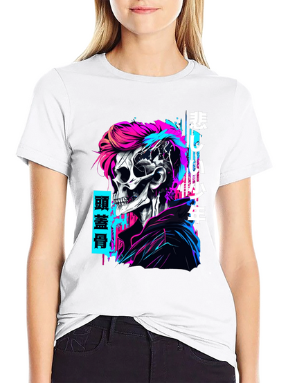 Cyberpunk Skull Graphic T-Shirt - Edgy Style