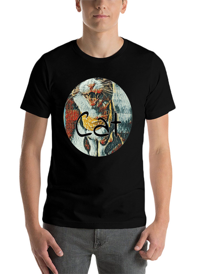 Cat Art Graphic T-Shirt - Round Design