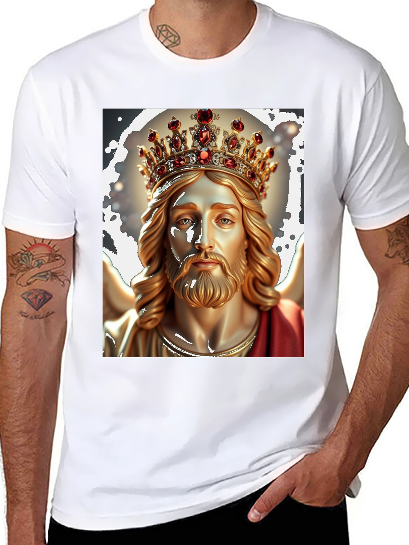 Jesus Christ King Graphic Tee - Black Cotton T-Shirt