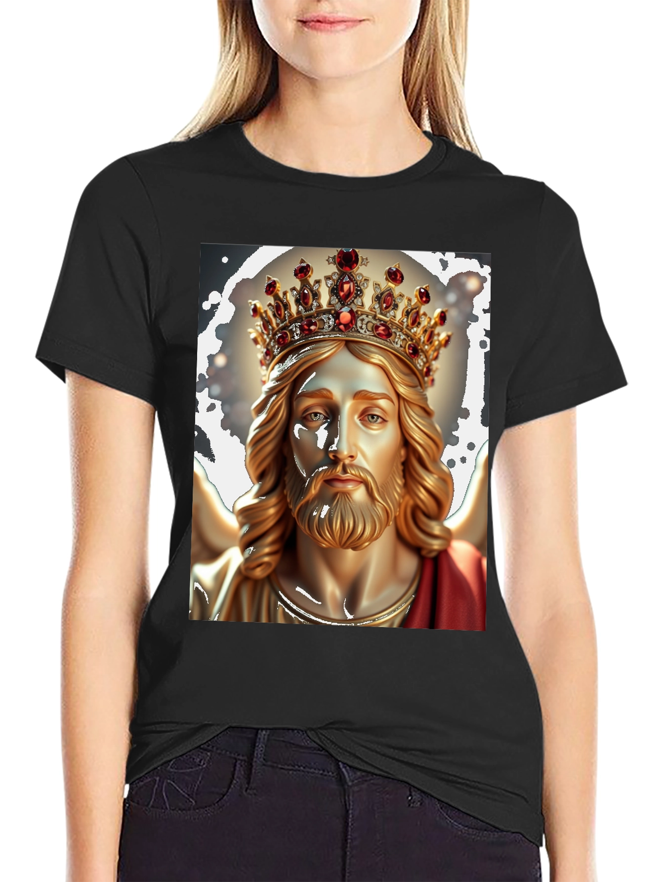 Jesus Christ King Graphic Tee - Black Cotton T-Shirt