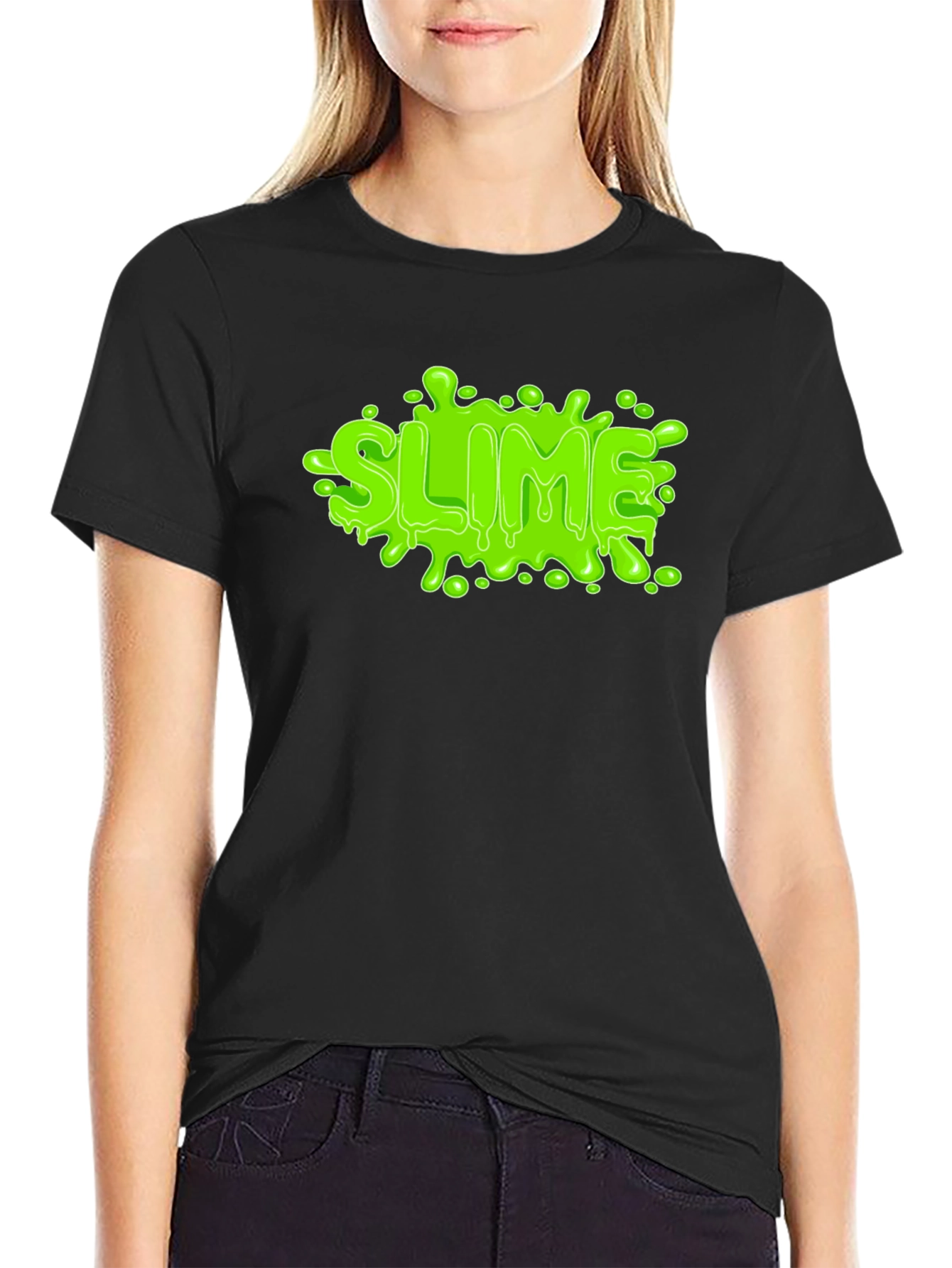 Green Slime Graphic Black T-Shirt