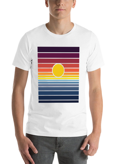 Retro Sunset Graphic Tee - Black Cotton Blend T-Shirt