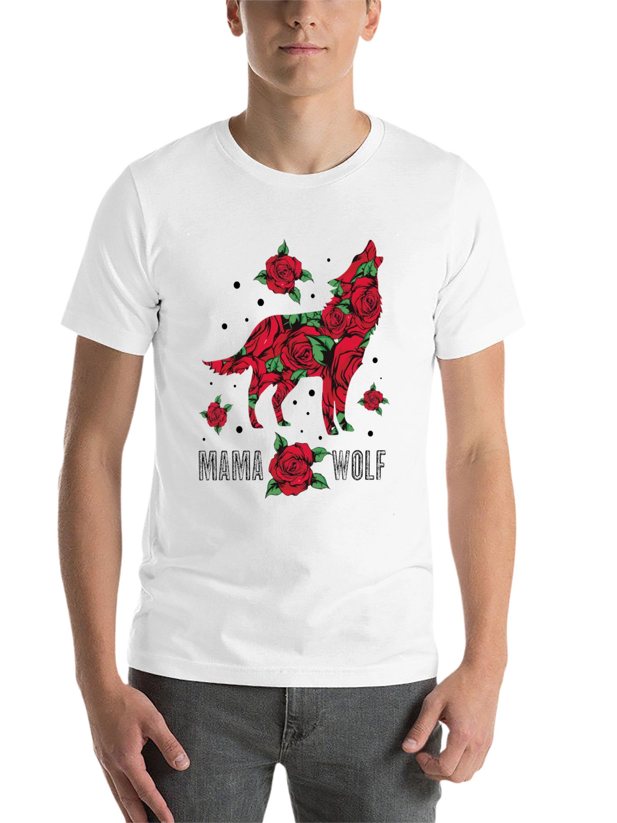 Mama Wolf Rose Graphic T-Shirt