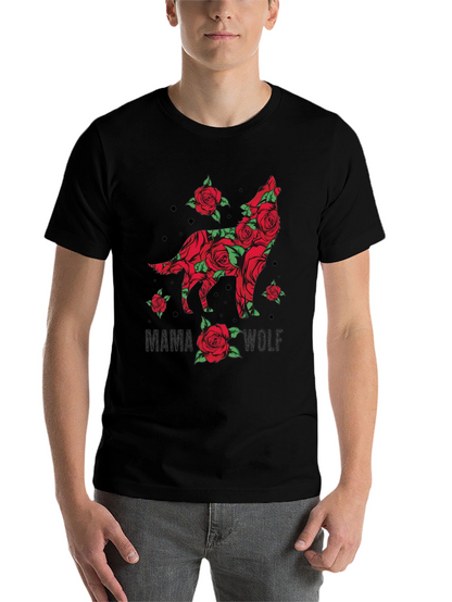 Mama Wolf Rose Graphic T-Shirt