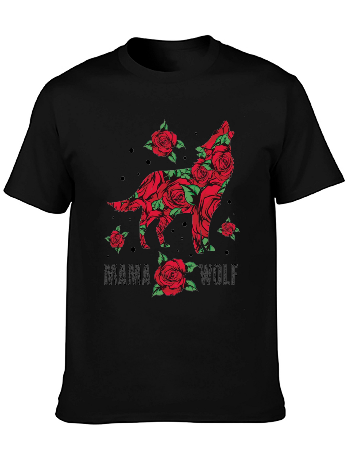Mama Wolf Rose Graphic T-Shirt