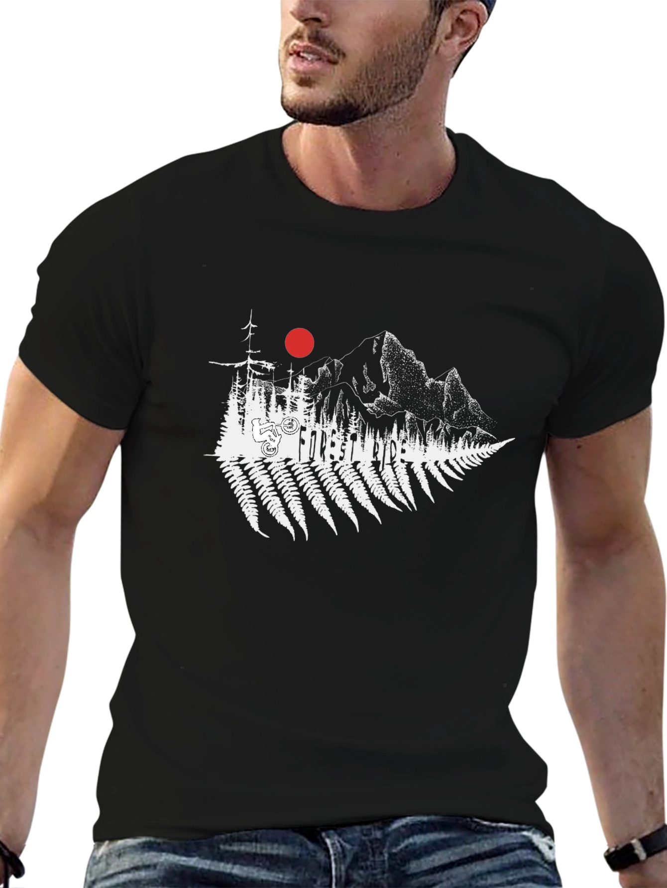 Forest Ride Black T-Shirt - Mountain Bike Design