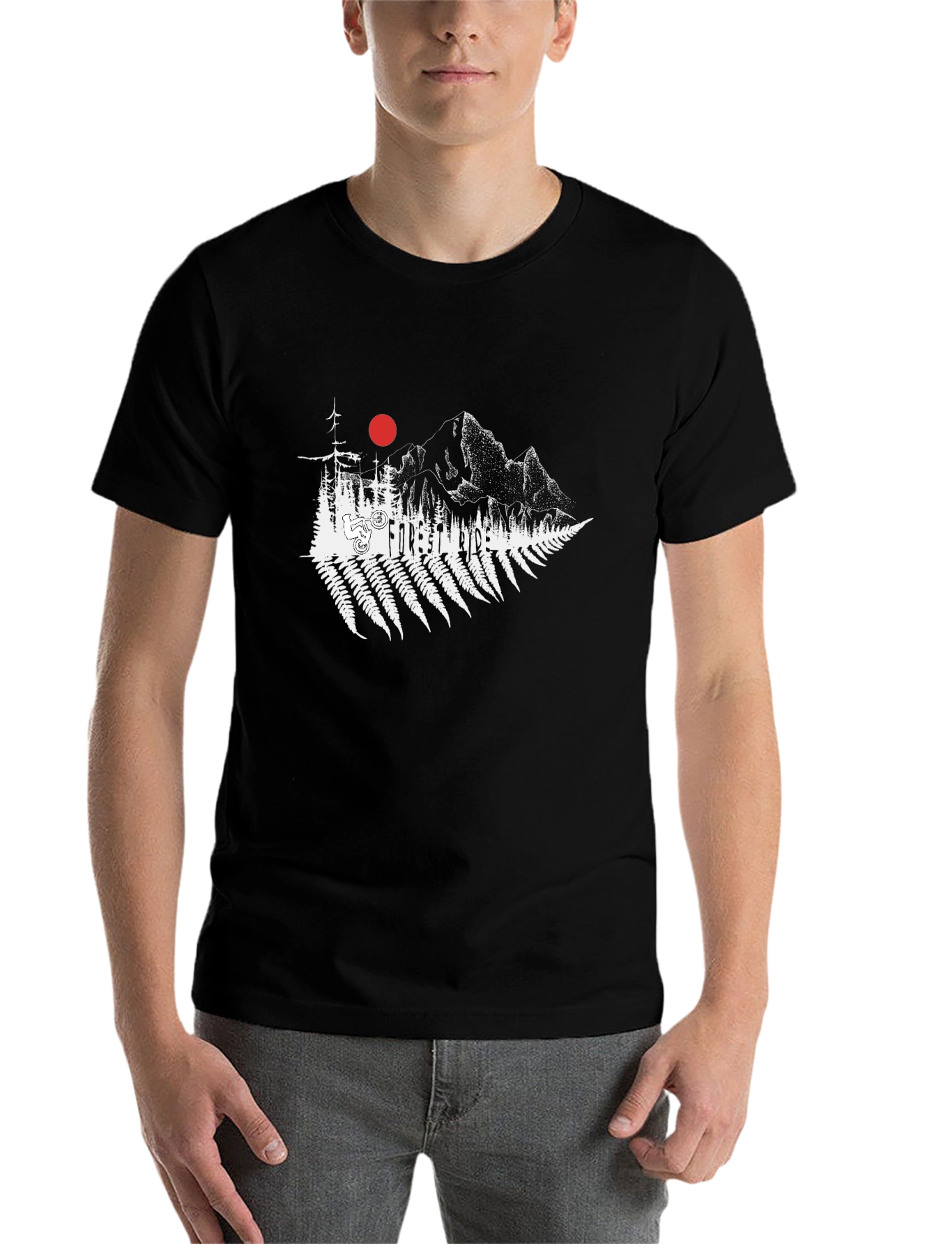 Forest Ride Black T-Shirt - Mountain Bike Design