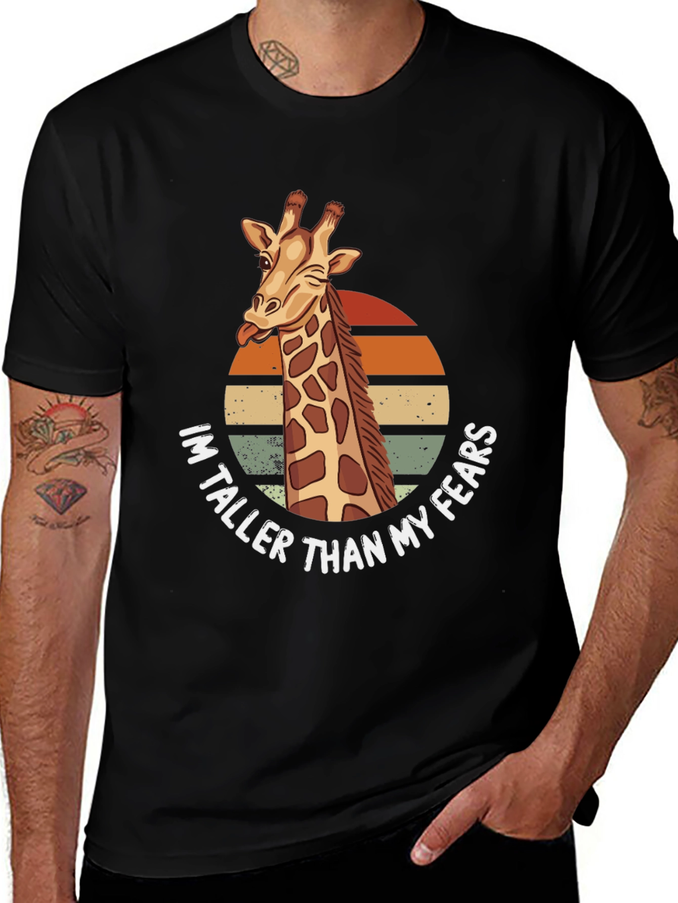 Giraffe Humor T-Shirt: Im Taller Than My Fears