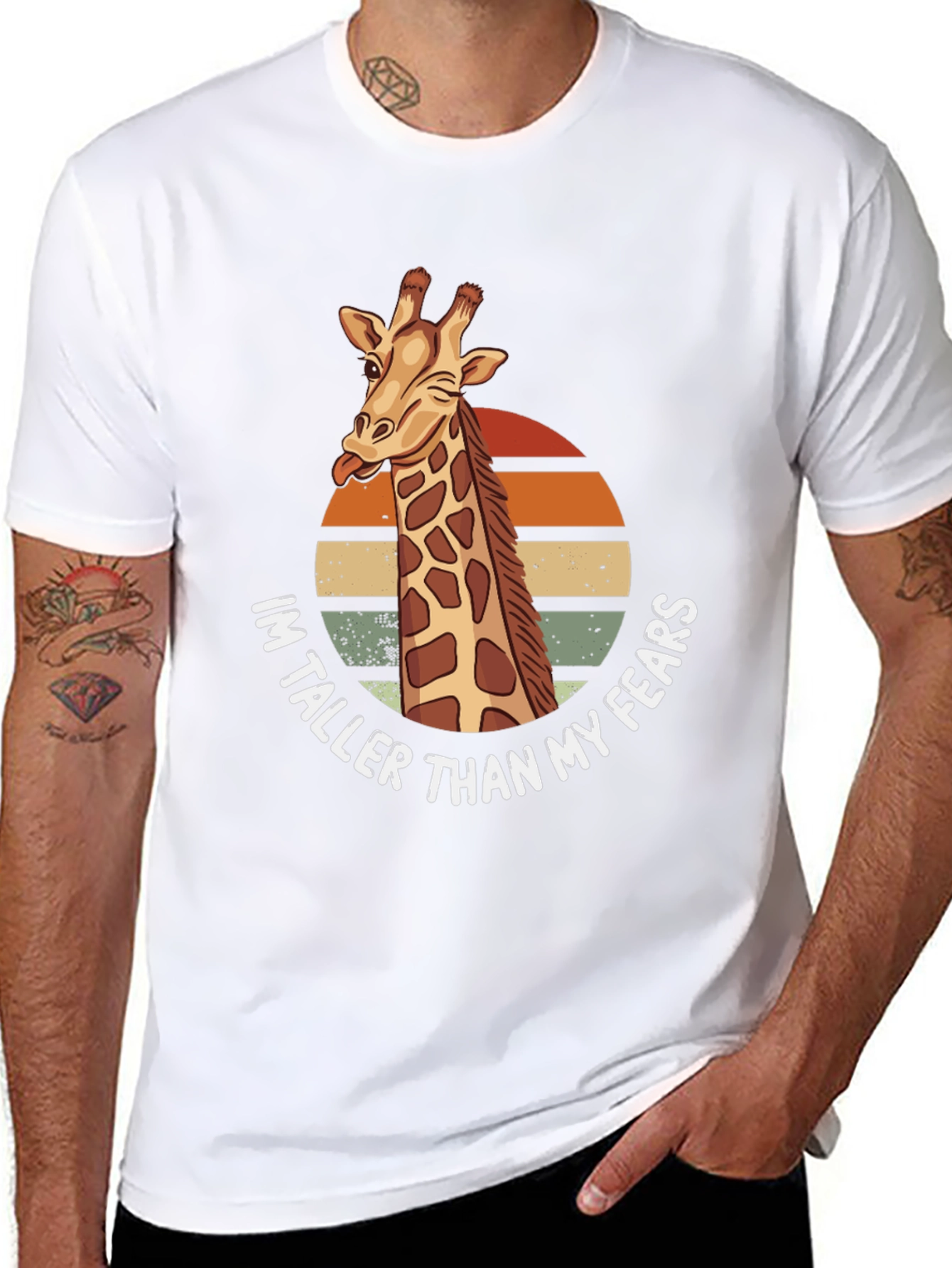 Giraffe Humor T-Shirt: Im Taller Than My Fears