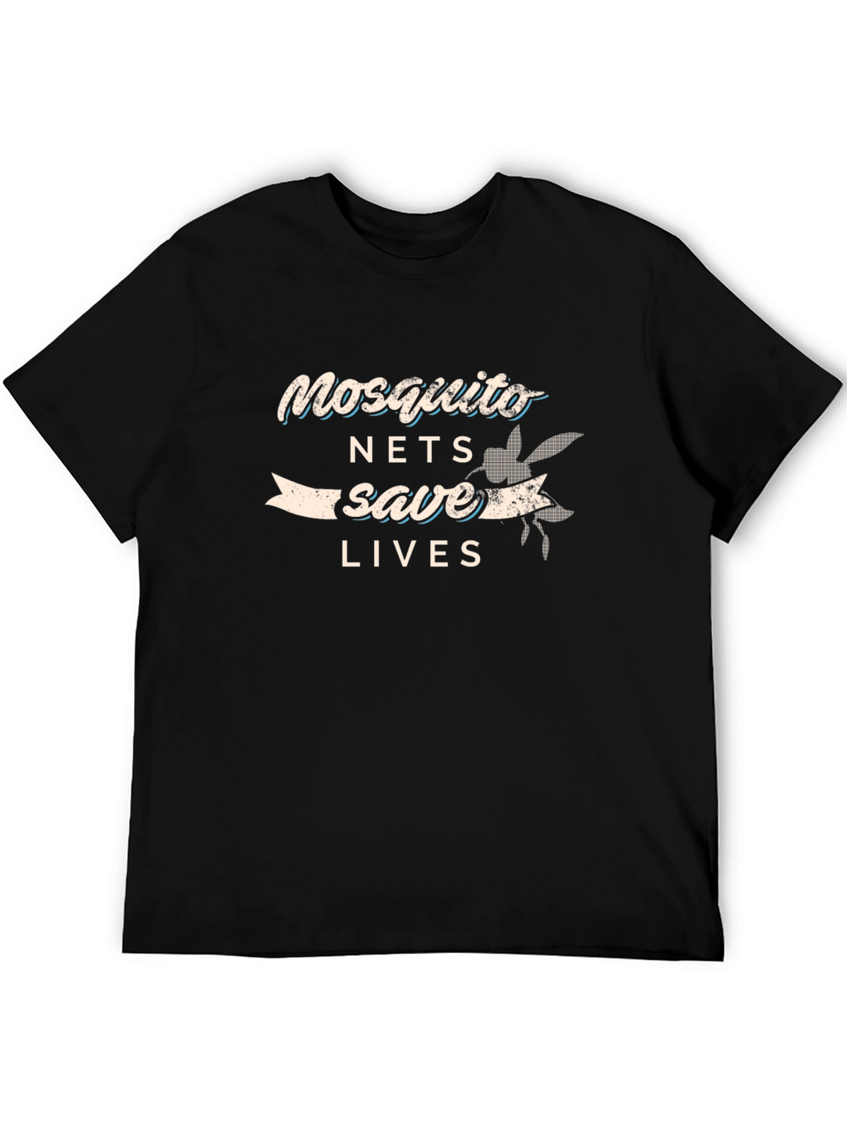 Mosquito Nets Save Lives Graphic Tee - Black Cotton