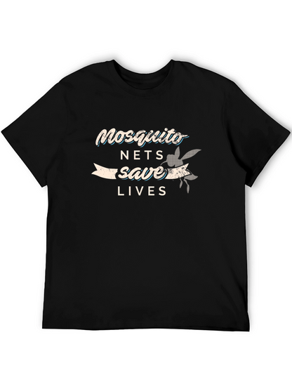 Mosquito Nets Save Lives Graphic Tee - Black Cotton