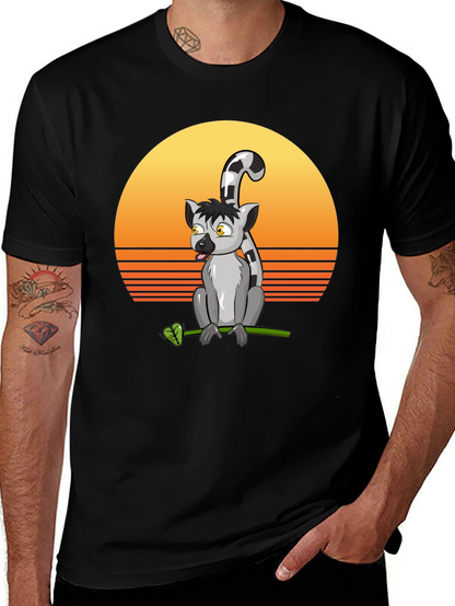 Lemur Sunset T-Shirt - Cool Graphic Tee