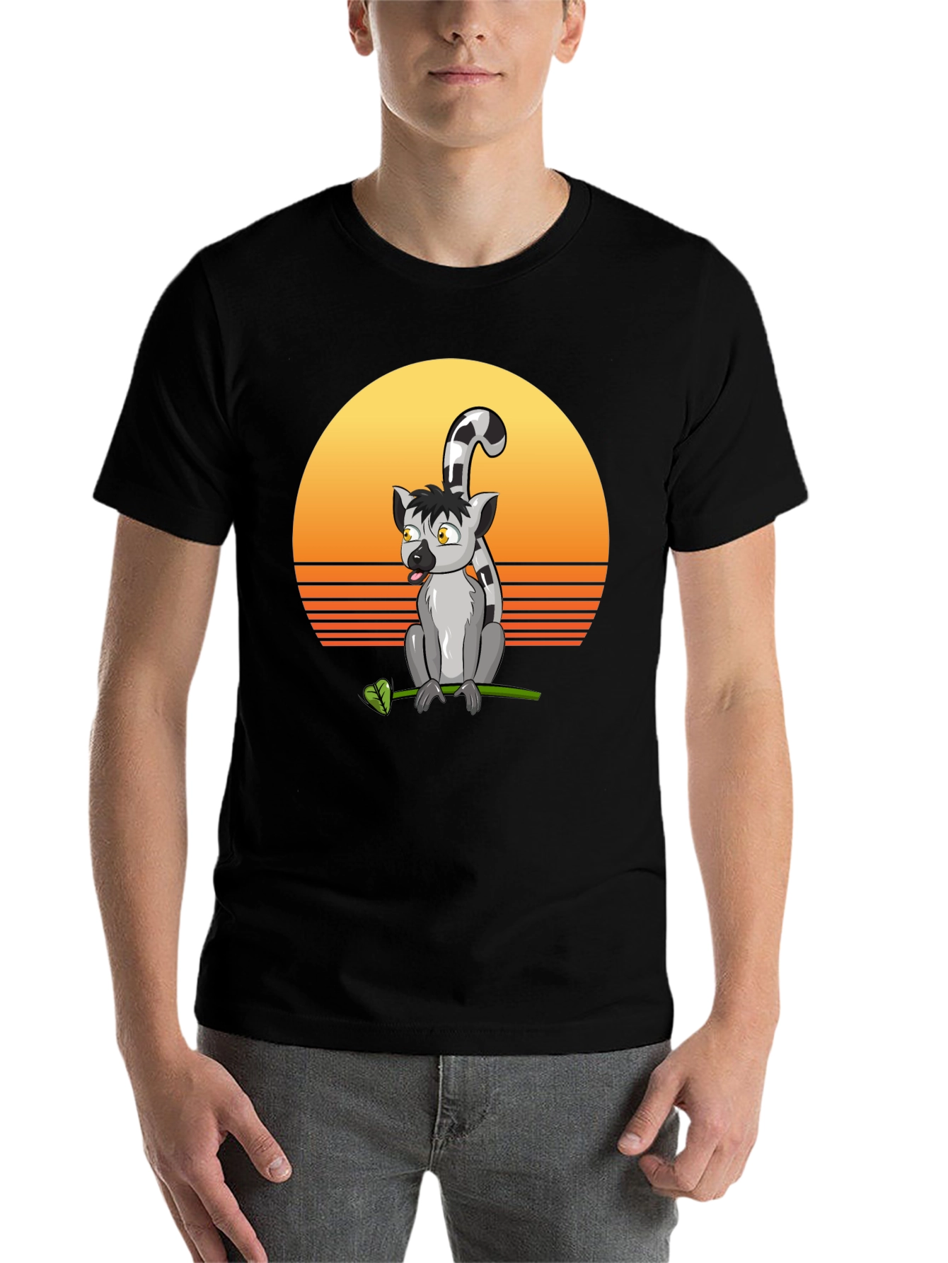 Lemur Sunset T-Shirt - Cool Graphic Tee
