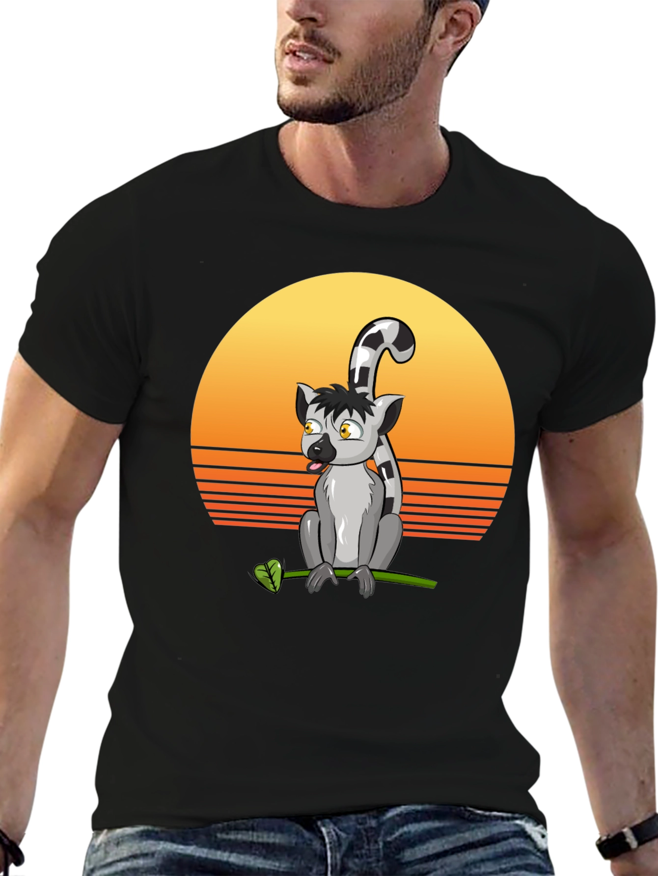 Lemur Sunset T-Shirt - Cool Graphic Tee