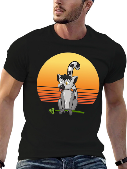 Lemur Sunset T-Shirt - Cool Graphic Tee