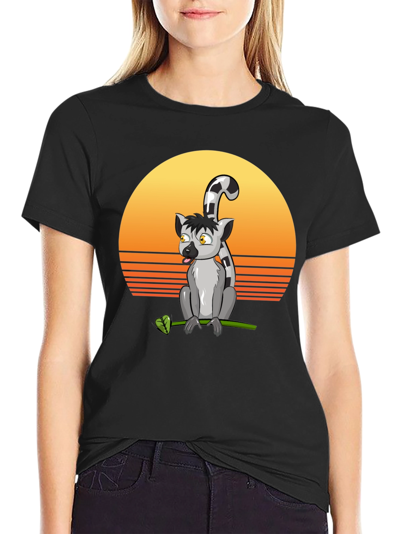 Lemur Sunset T-Shirt - Cool Graphic Tee