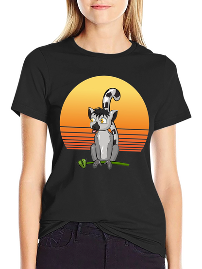 Lemur Sunset T-Shirt - Cool Graphic Tee