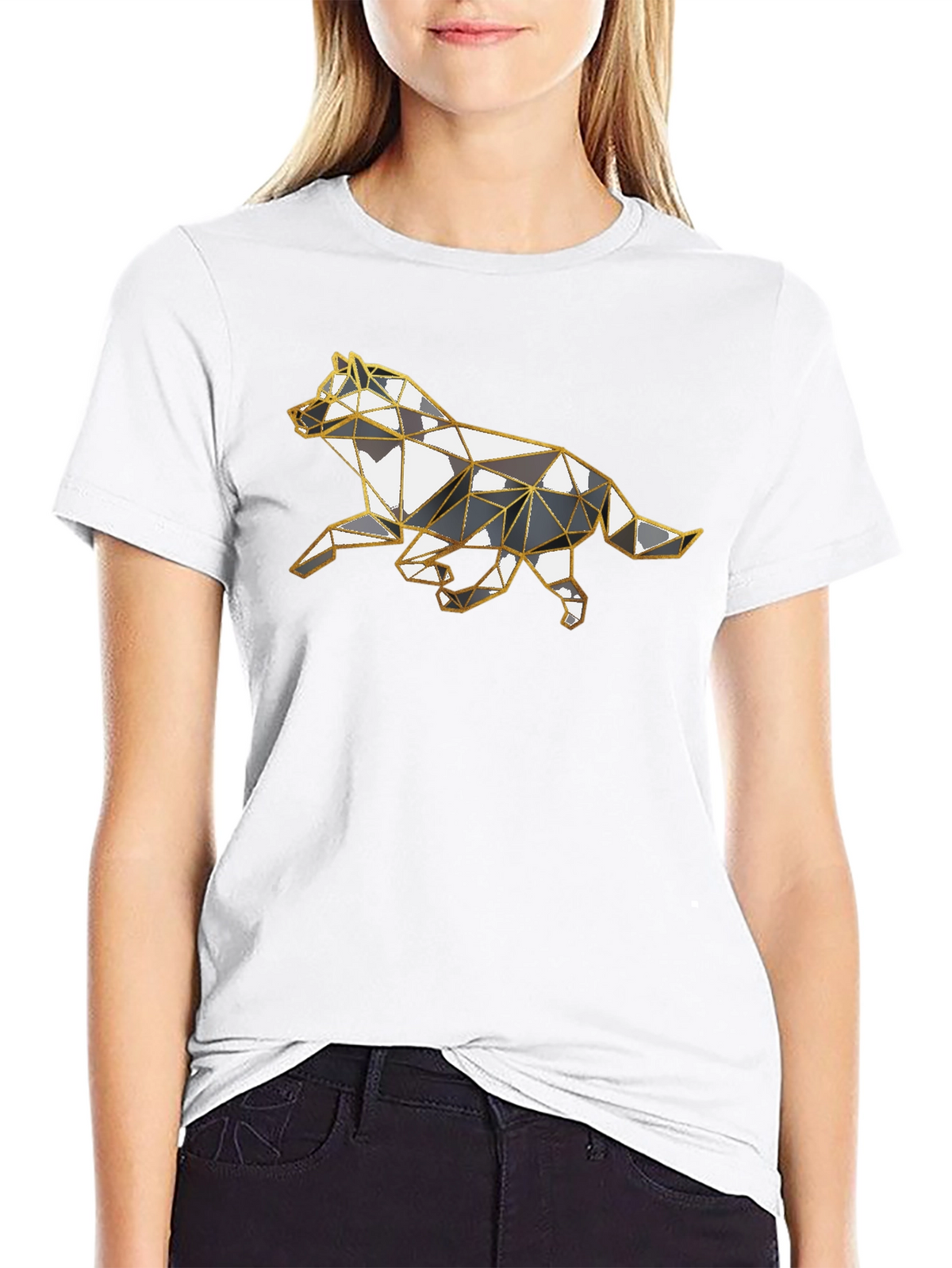 Geometric Wolf Graphic Tee - Stylish Animal Design