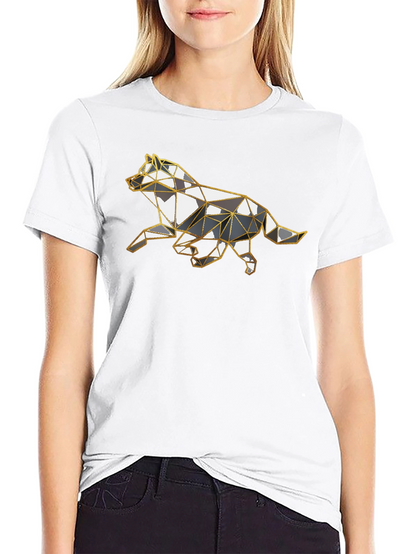 Geometric Wolf Graphic Tee - Stylish Animal Design