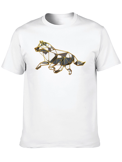 Geometric Wolf Graphic Tee - Stylish Animal Design