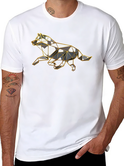Geometric Wolf Graphic Tee - Stylish Animal Design