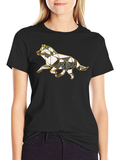 Geometric Wolf Graphic Tee - Stylish Animal Design