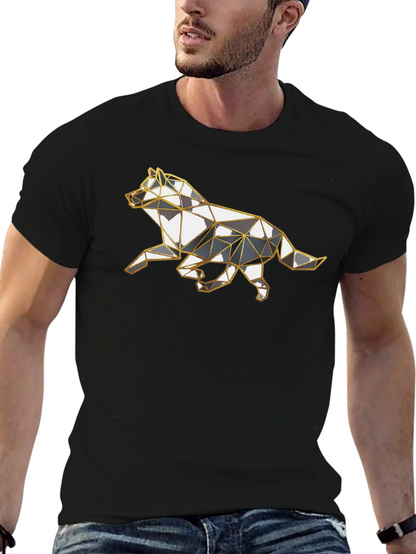 Geometric Wolf Graphic Tee - Stylish Animal Design