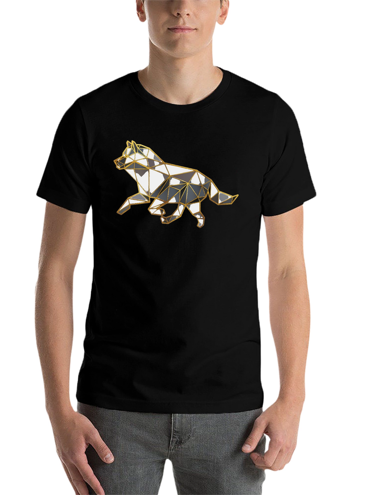 Geometric Wolf Graphic Tee - Stylish Animal Design