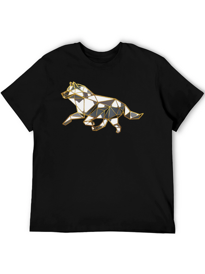 Geometric Wolf Graphic Tee - Stylish Animal Design