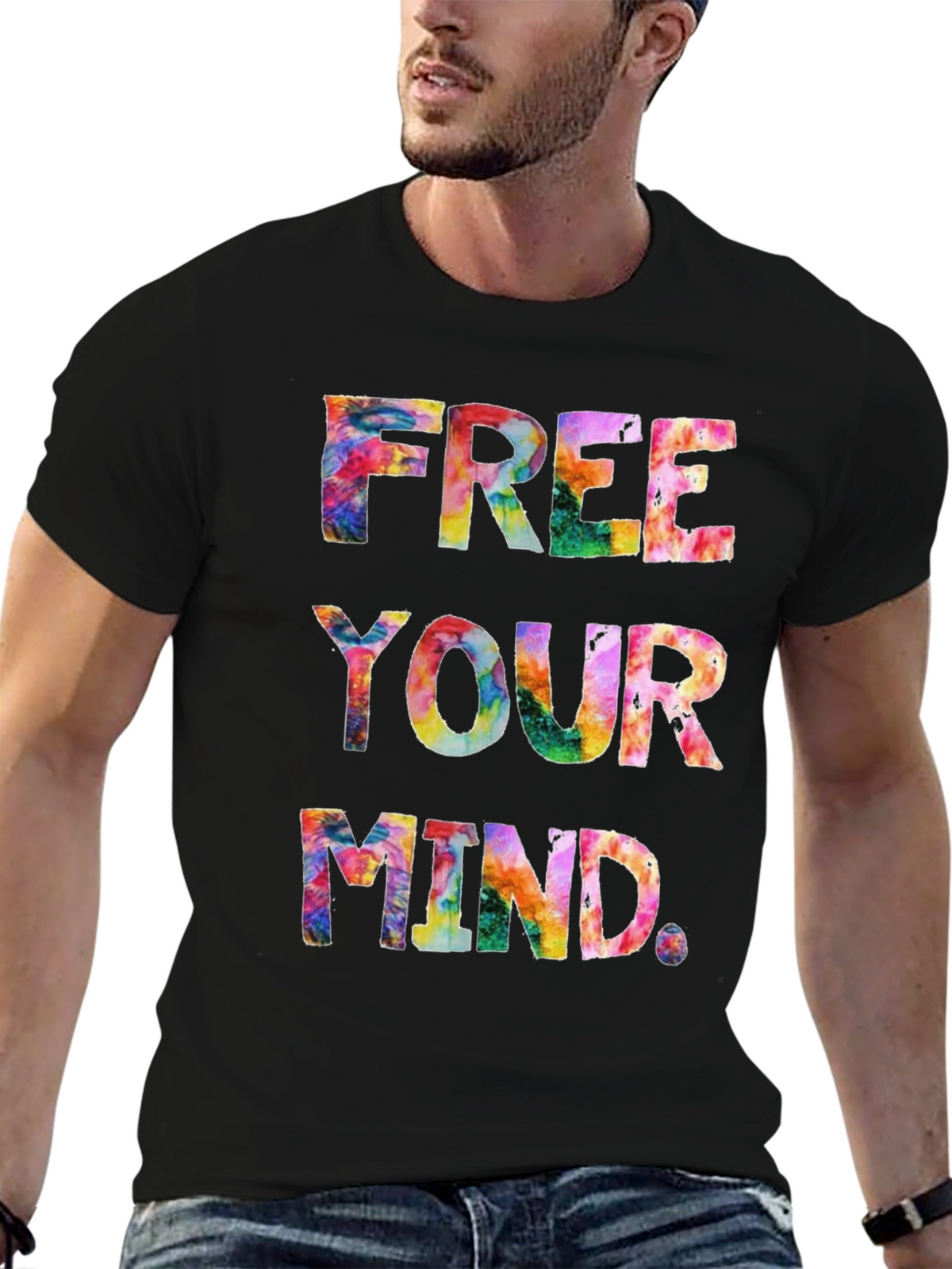 Free Your Mind Tie-Dye Graphic T-Shirt