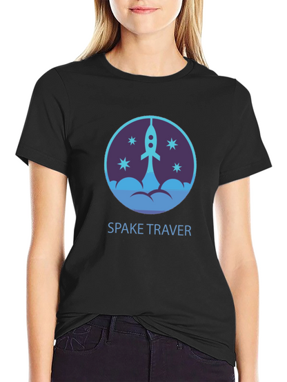 Space Traveler Graphic Tee - Black Cotton Comfort