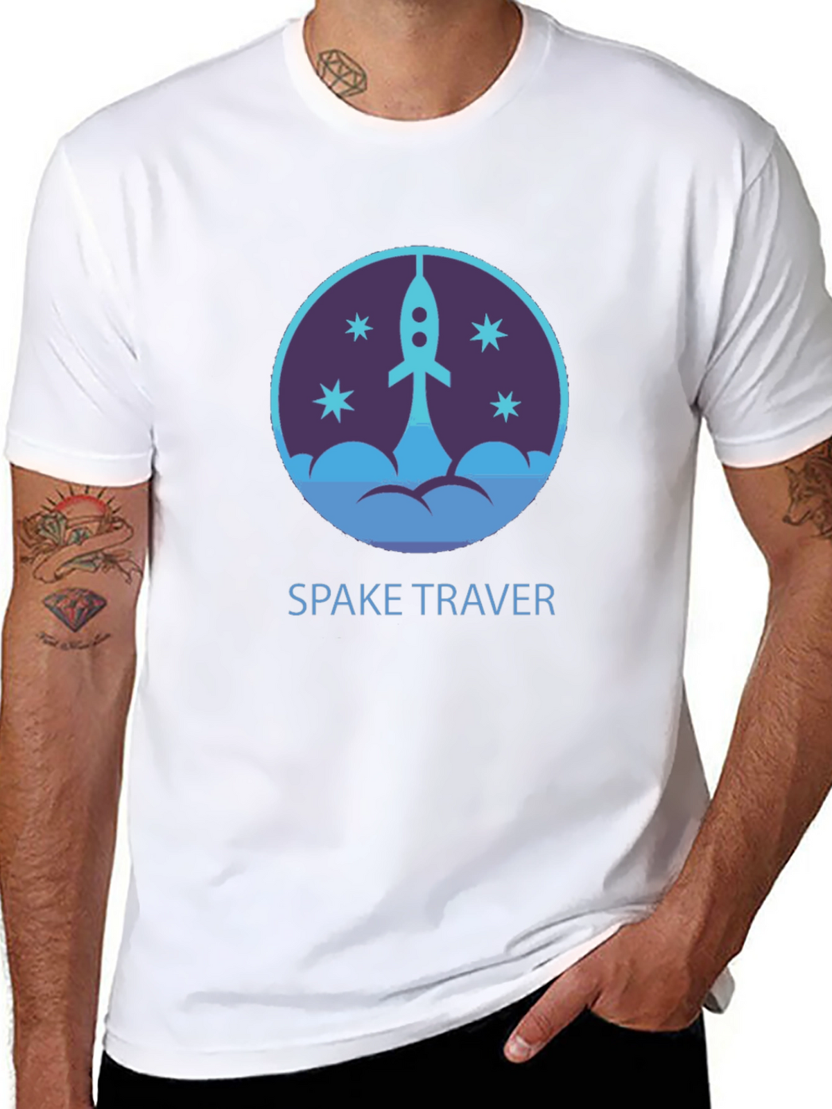 Space Traveler Graphic Tee - Black Cotton Comfort