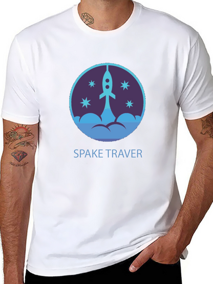 Space Traveler Graphic Tee - Black Cotton Comfort