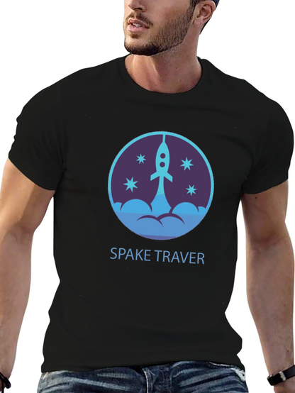 Space Traveler Graphic Tee - Black Cotton Comfort