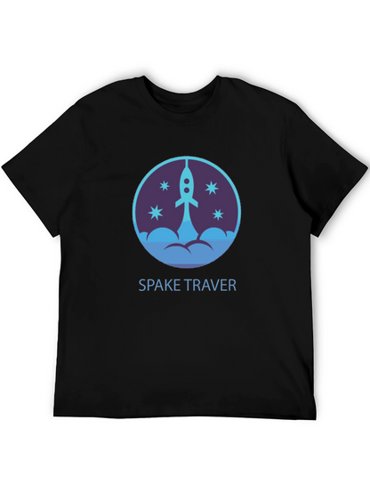 Space Traveler Graphic Tee - Black Cotton Comfort