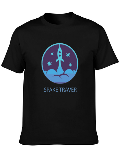 Space Traveler Graphic Tee - Black Cotton Comfort