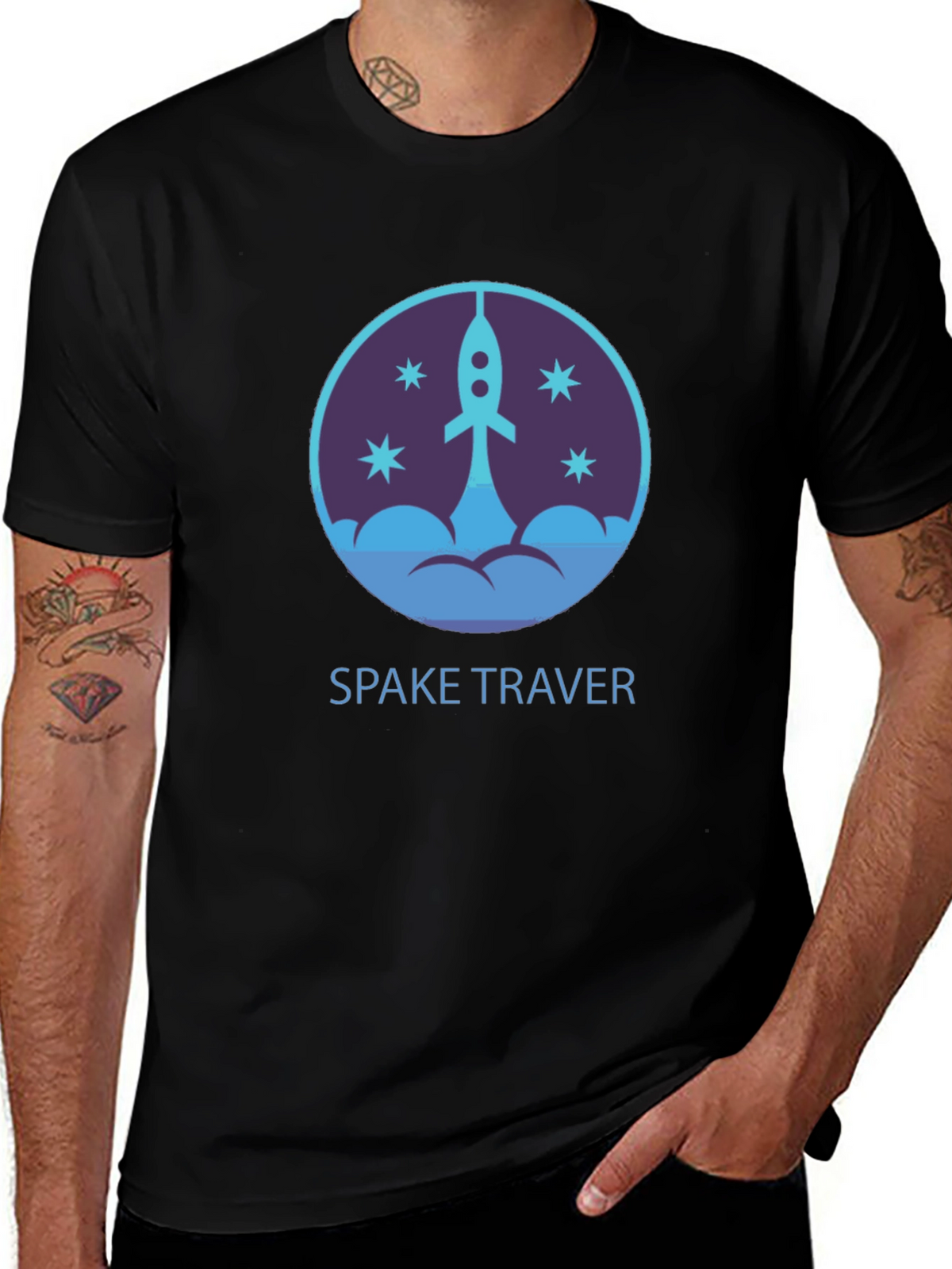 Space Traveler Graphic Tee - Black Cotton Comfort