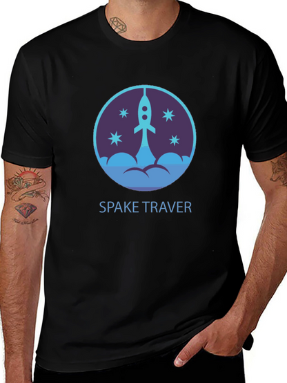 Space Traveler Graphic Tee - Black Cotton Comfort