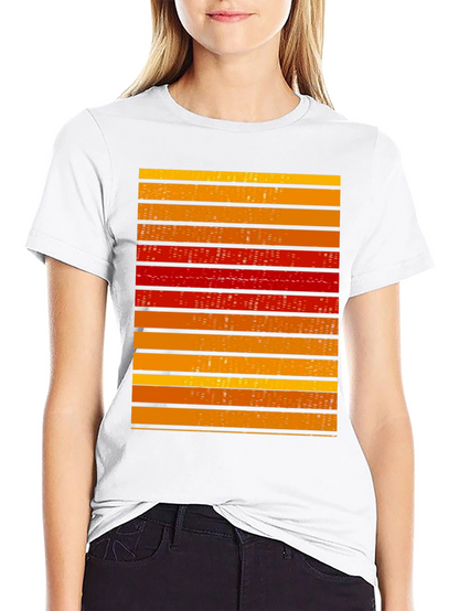 Striped Graphic Tee - Retro Cityscape Design