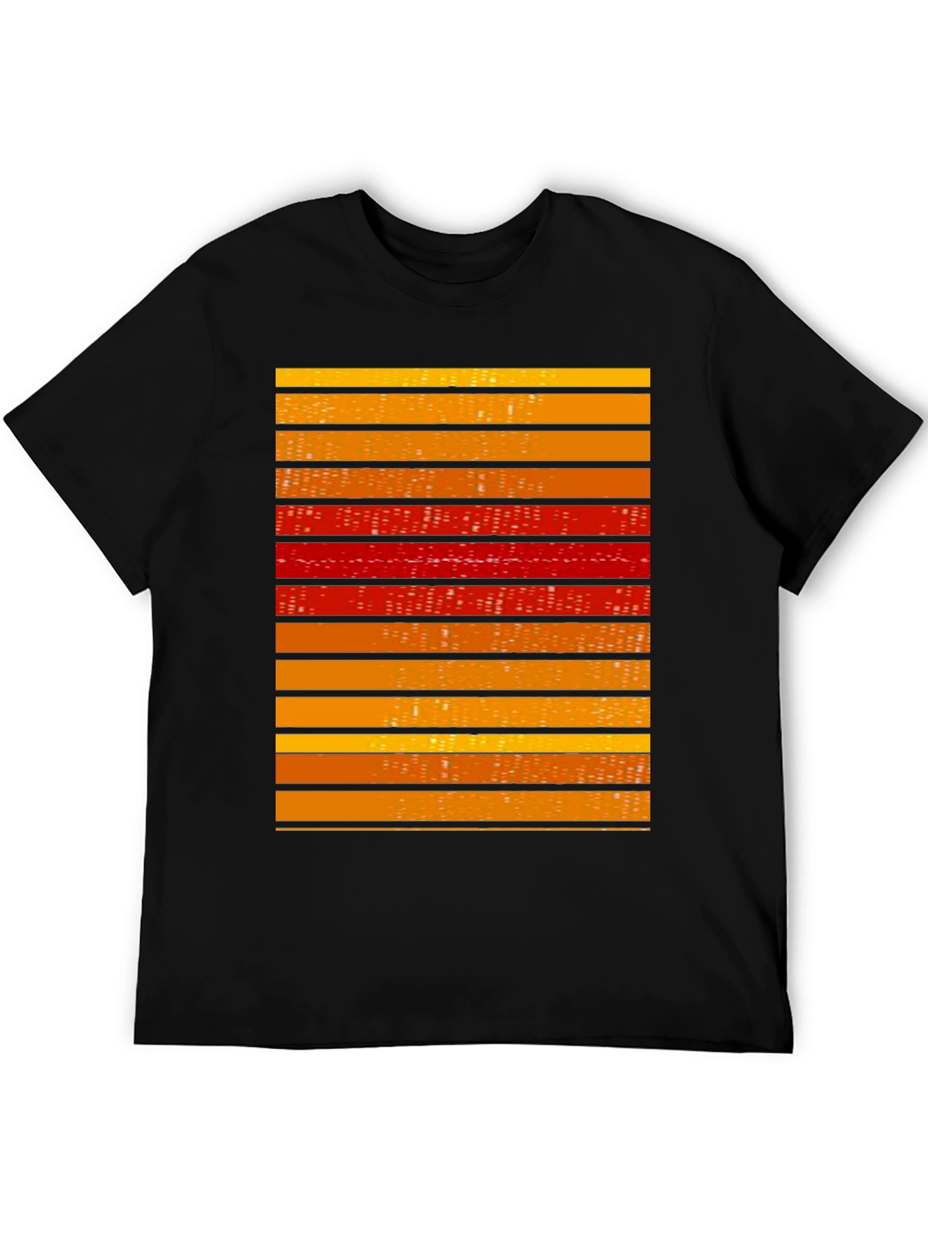 Striped Graphic Tee - Retro Cityscape Design