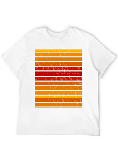 Striped Graphic Tee - Retro Cityscape Design