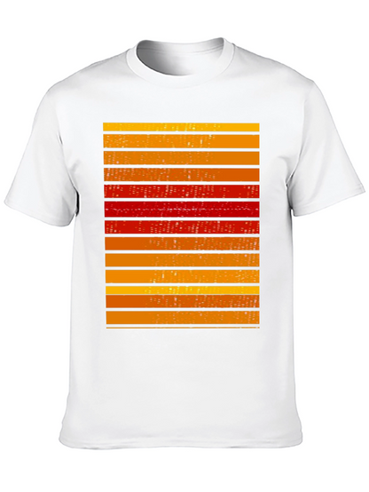 Striped Graphic Tee - Retro Cityscape Design
