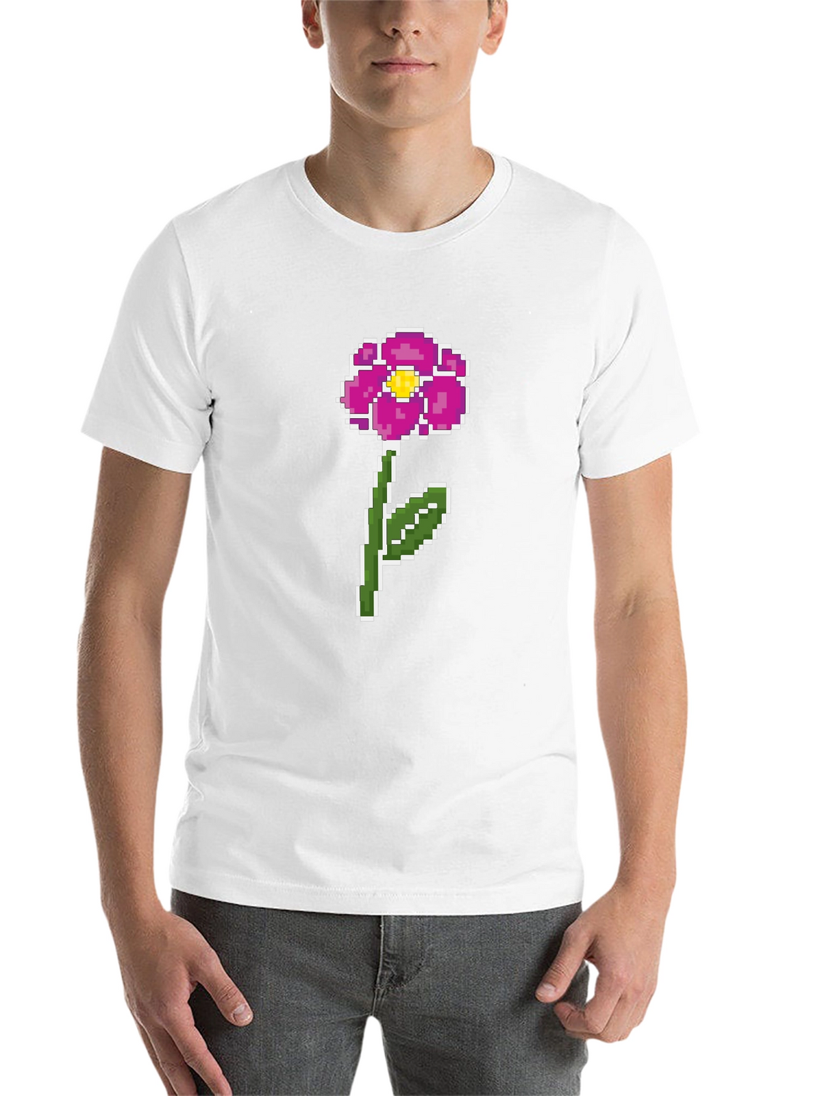Pixel Flower Graphic Tee - Retro Gaming Style