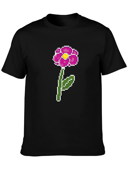 Pixel Flower Graphic Tee - Retro Gaming Style