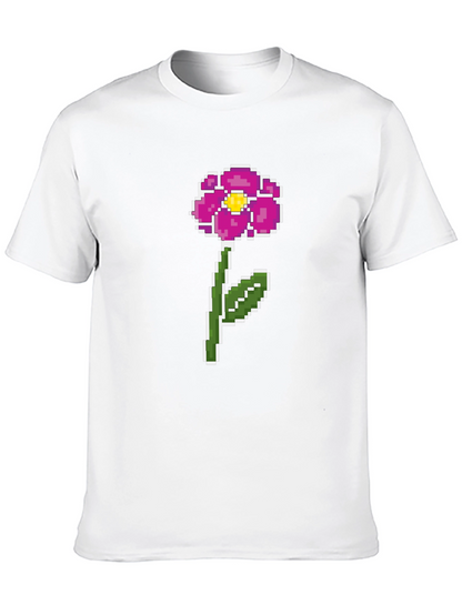 Pixel Flower Graphic Tee - Retro Gaming Style