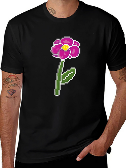 Pixel Flower Graphic Tee - Retro Gaming Style