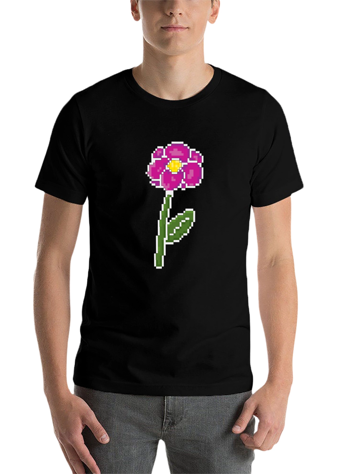 Pixel Flower Graphic Tee - Retro Gaming Style