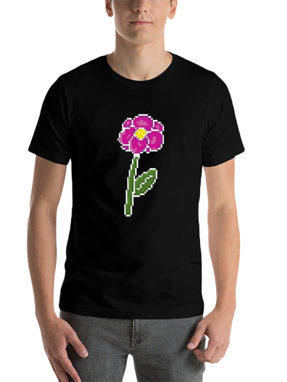 Pixel Flower Graphic Tee - Retro Gaming Style