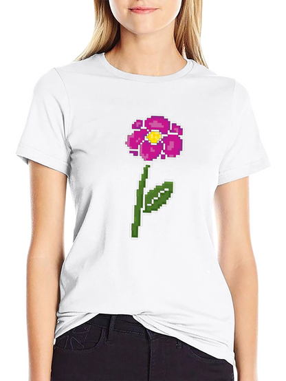 Pixel Flower Graphic Tee - Retro Gaming Style