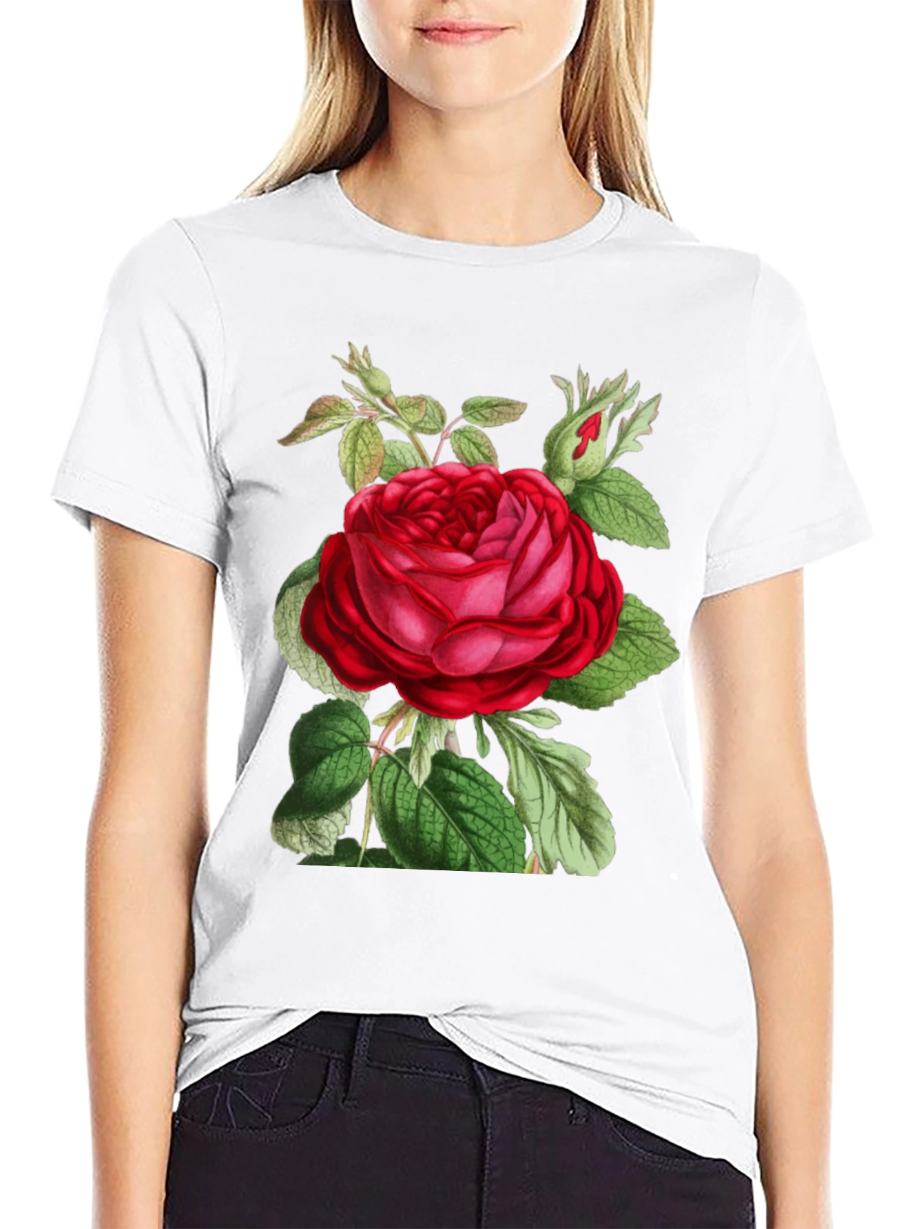 Red Rose Graphic T-Shirt - Botanical Design
